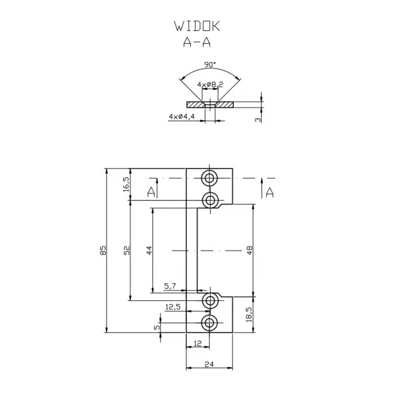 HARTTE OK-P1 Īsā montāžas plakanā josla, S, 3mm, STC, Atvērta