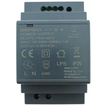 ESPE HDN-6012 DIN sliežu barošanas bloks 12V 54W 4.5A