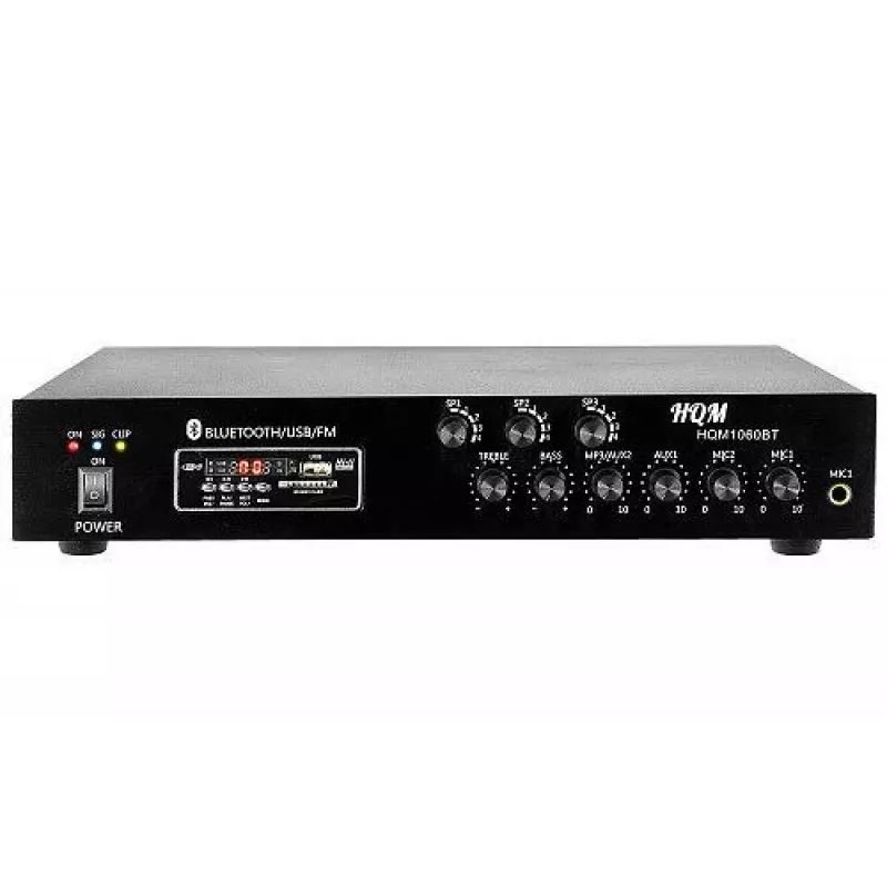 HQM HQM1060BT/S 60W PA pastiprinātājs ar Bluetooth, USB, SD, FM radio