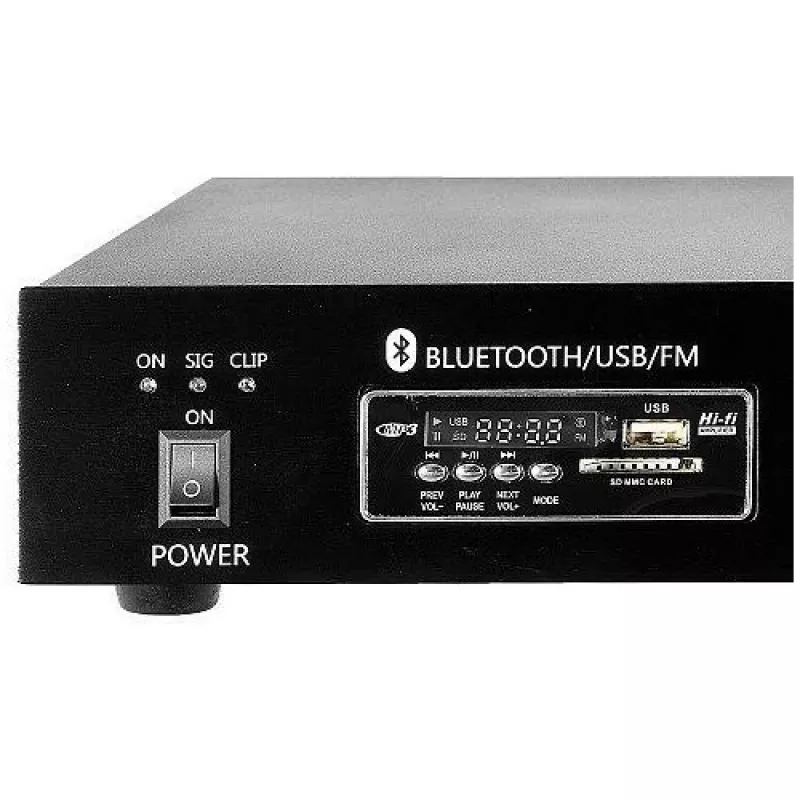 HQM HQM1060BT/S 60W PA pastiprinātājs ar Bluetooth, USB, SD, FM radio