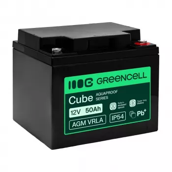 GREEN CELL AGM VRLA 12V 50Ah Maintenance-Free Battery for UPS, 197x166x170mm