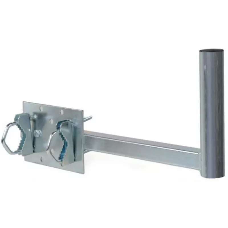 CORAB UBU-38/450-H Universāls balkona stiprinājums satelīta, zemes un LTE antenām, 38 mm mastu diametrs, 450 mm nobīde, karsti cinkots tērauds, metāliski pelēks