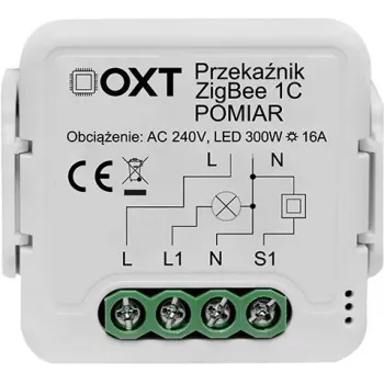OXT T260P 1-kanāla 16A viedais releja modulis ar jaudas uzraudzību, ZigBee 3.0, saderīgs ar Tuya