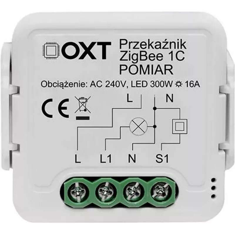 OXT T260P 1-kanāla 16A viedais releja modulis ar jaudas uzraudzību, ZigBee 3.0, saderīgs ar Tuya