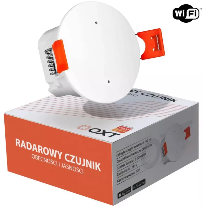 OXT T150 mmWave radara klātbūtnes un spilgtuma sensors 230V WiFi Tuya Smart Life