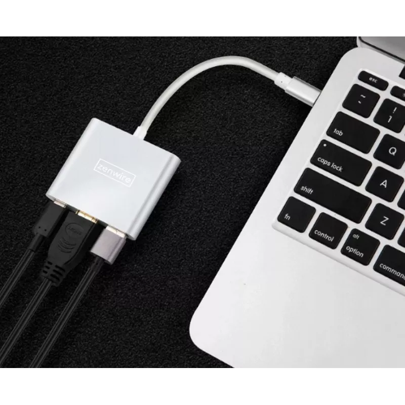 ZENWIRE BYL-2008N 3-in-1 MHL Hub USB-C uz HDMI 4K adapteris, Space Gray