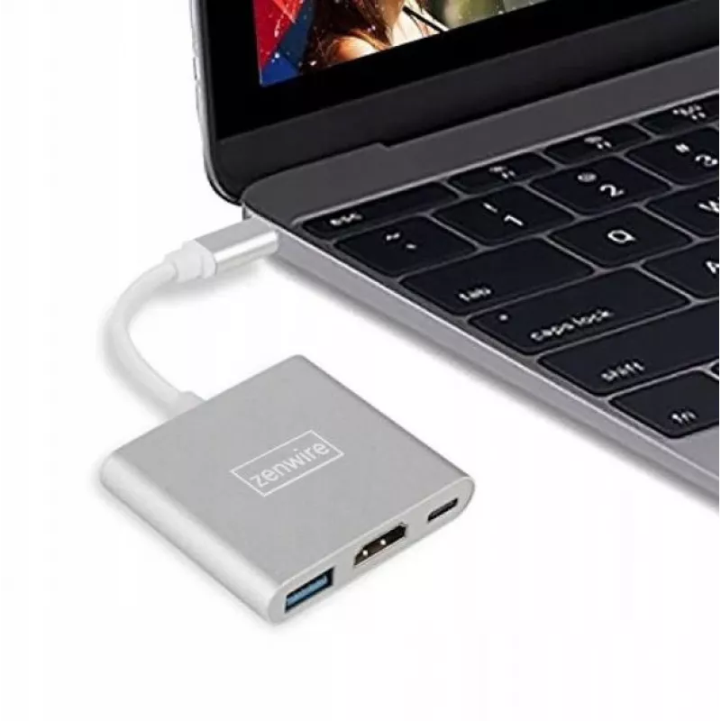 ZENWIRE BYL-2008N 3-in-1 MHL Hub USB-C uz HDMI 4K adapteris, Space Gray