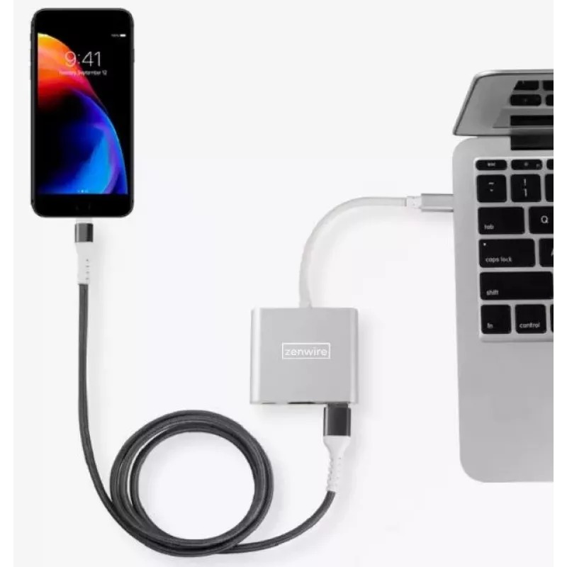 ZENWIRE BYL-2008N 3-in-1 MHL Hub USB-C uz HDMI 4K adapteris, Space Gray
