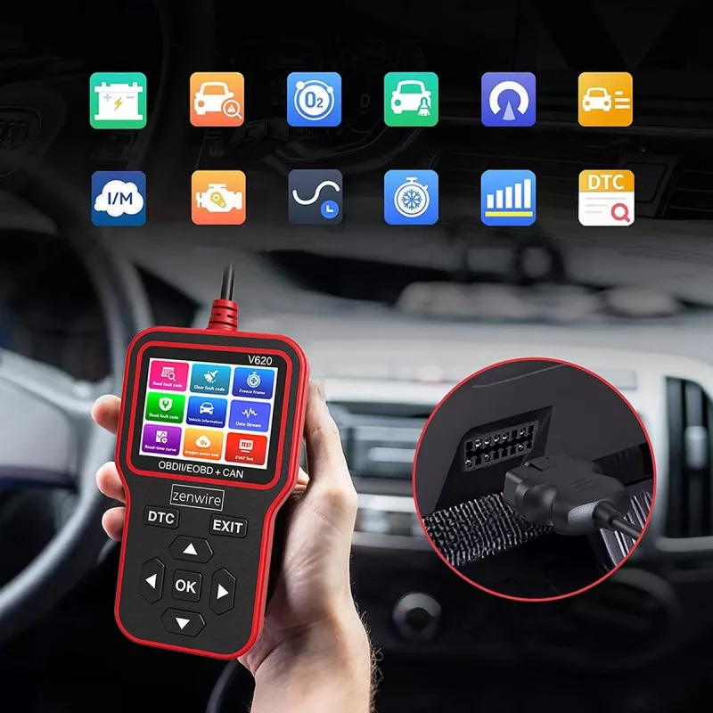 ZENWIRE V620 OBD2 ELM327 CAN saskarnes diagnostikas skeneris