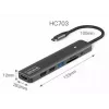 ZENWIRE BS-HC703 USB-C 7-in-1 Hub Adapter ar HDMI 4K, USB 3.0, SD karšu lasītāju, Power Delivery 100W, Space Gray