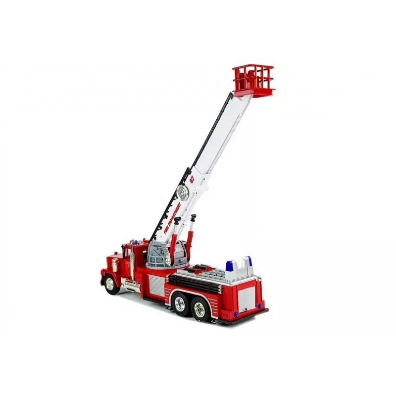 LEAN TOYS Ugunsdzēsēju mašīna ar izbīdāmām rotējošām kāpnēm, R/C, skaņa, gaisma, sirēna
