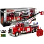 LEAN TOYS Ugunsdzēsēju mašīna ar izbīdāmām rotējošām kāpnēm, R/C, skaņa, gaisma, sirēna