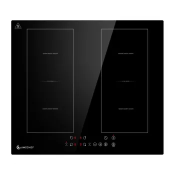 AMZCHEF CE-FS-I72S-FFDD06 Indukcijas plīts, 4 zonas, 7200W, skārienvadība, iebūvējama, melna stikla keramika