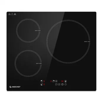 AMZCHEF CE-T-74IB3xyzf-CS 3-Zonu Indukcijas Plīts, 7400W, Iebūvējama, Skārienvadība, Melns Keramikas Stikls