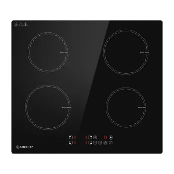AMZCHEF CE-T-74IB4xyzf-CS 4-Zonu Indukcijas Plīts 7400W Iebūvējama ar Pastiprinātāju, Taimeri, Bērnu Aizsardzību