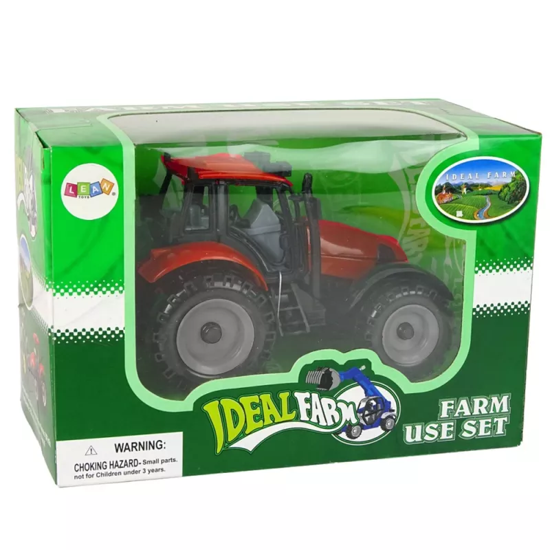 LEAN TOYS Mazais lauksaimniecības traktors ar atveramu motora pārsegu, sarkans, 13 cm