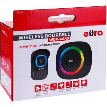EURA WDP-46A3 Bezvadu durvju zvana komplekts Melns