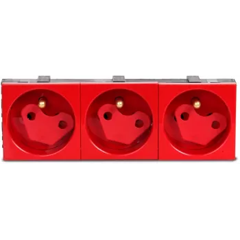JAVEL Triple Schuko Socket Outlet with Child Protection, 3-Module, White, Flush-Mounted