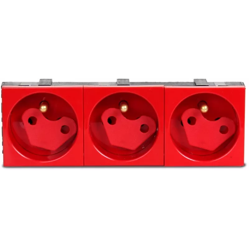 JAVEL Triple Schuko Socket Outlet with Child Protection, 3-Module, White, Flush-Mounted