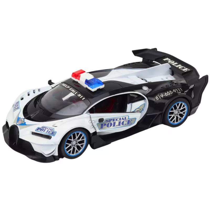 LEAN TOYS Ar tālvadību vadāma policijas automašīna RC mērogā 1:12 balta