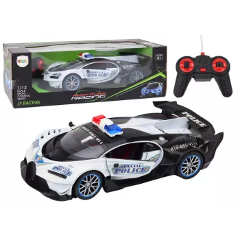 LEAN TOYS Ar tālvadību vadāma policijas automašīna RC mērogā 1:12 balta