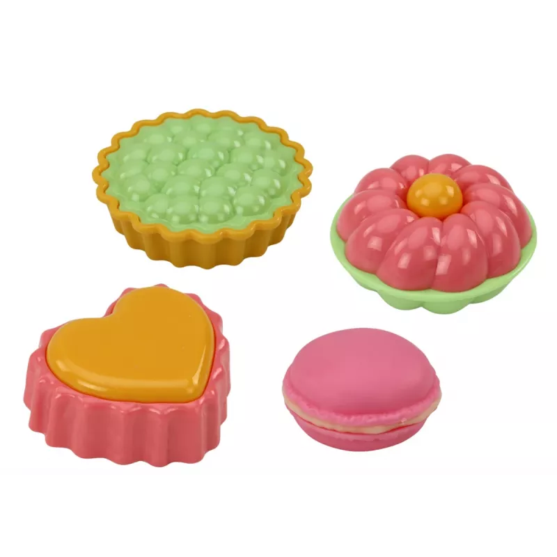 LEAN TOYS Tējas komplekts čemodānā - 15 daļu skārda trauku komplekts ar krūzītēm, šķīvjiem, kūku statīvu un paplāti - Rozā, zilā, baltā ziedu dizainā - Pārnēsājama lomu rotaļlieta bērniem no 3 gadiem