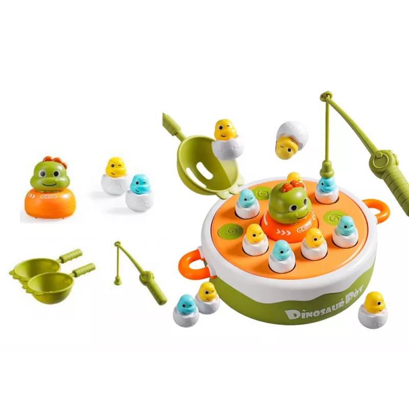 LEAN TOYS Spēle Dinozauru makšķerēšanas stieņi Piederumi Koka Zaļš