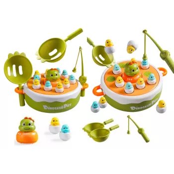 LEAN TOYS Spēle Dinozauru makšķerēšanas stieņi Piederumi Koka Zaļš