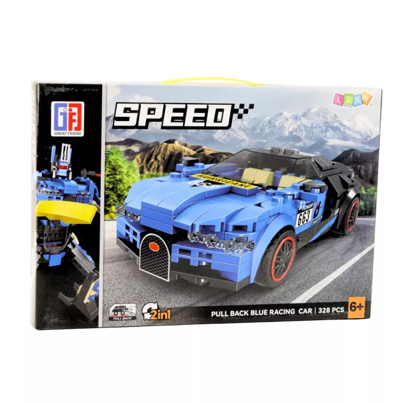 LEAN TOYS Robot Car 2in1 Hurricane Blue Construction Bricks 328 pcs.