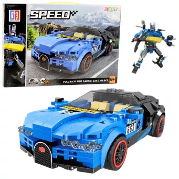 LEAN TOYS Robot Car 2in1 Hurricane Blue Construction Bricks 328 pcs.