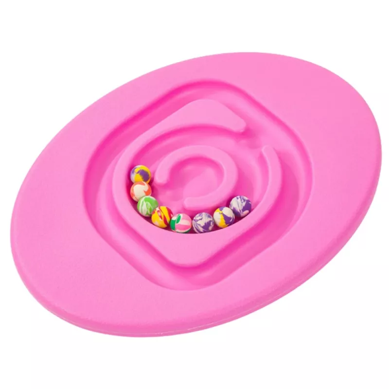 LEAN TOYS Sensoriskais līdzsvara dēlis bērniem ar gumijas bumbiņām 5 gab., rozā