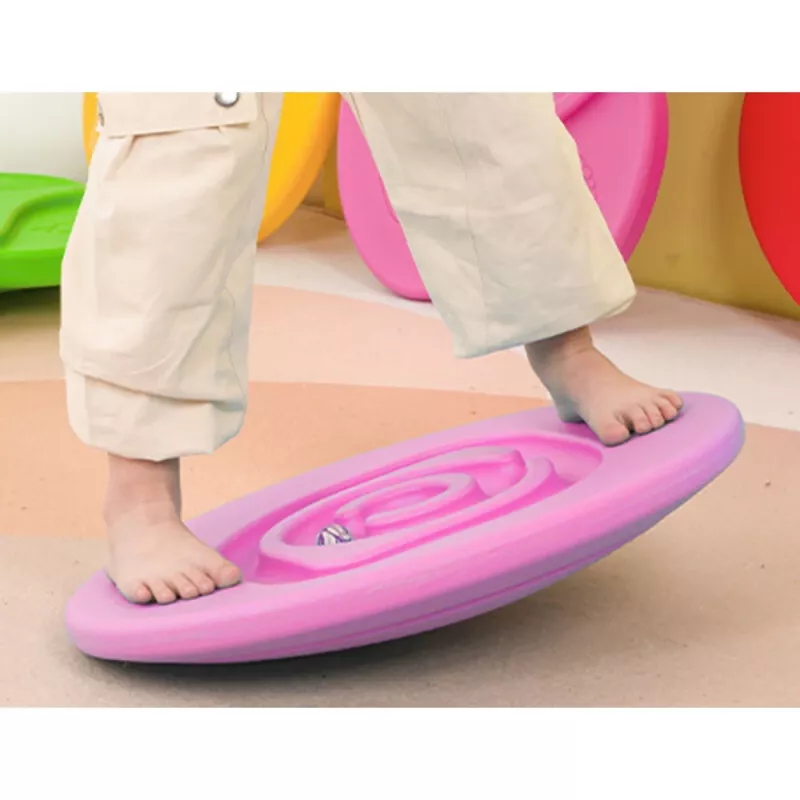 LEAN TOYS Sensoriskais līdzsvara dēlis bērniem ar gumijas bumbiņām 5 gab., rozā