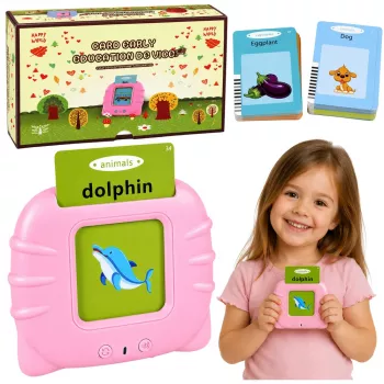 LEAN TOYS Angļu valodas vārdu mācību kartīšu lasītājs Izglītojoša rotaļlieta Rozā