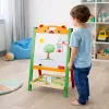 LEAN TOYS Divpusējs magnētiskais izglītojošais krīta dēlis 2-in-1 ar marķieriem, burtiem, cipariem