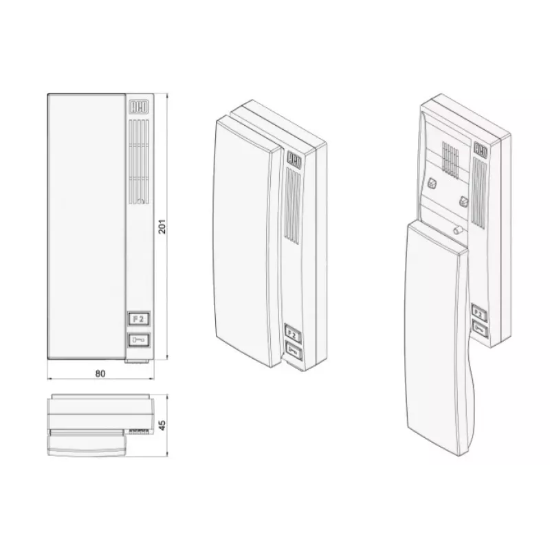 ACO INS-UP720B UNIFON - Hold, 1-pogas digitālais domofona klausule, balta