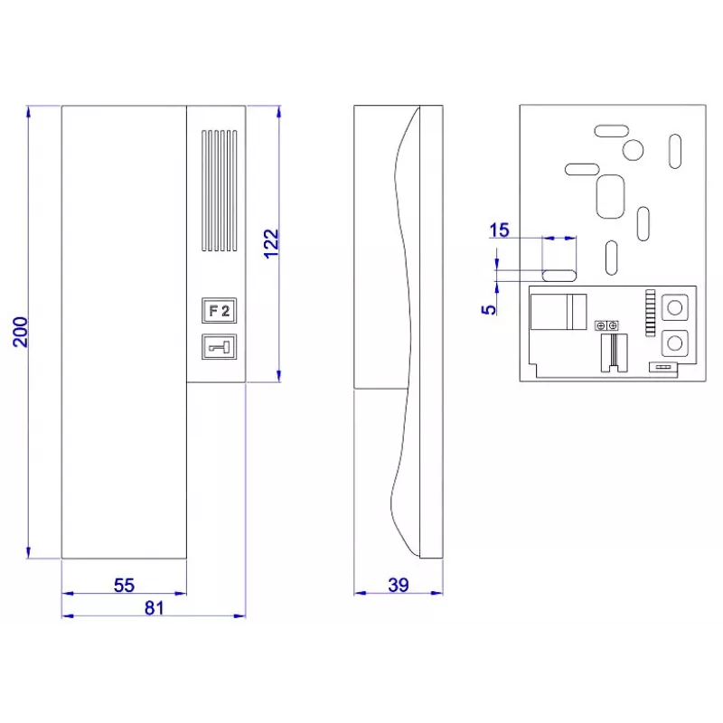 ACO INS-UP UNIFON - 2-pogu audio domofona klausule ar magnētisku klausules noturēšanu, balta