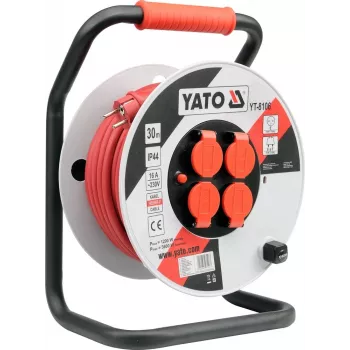 Yato YT-8106 Pagarinātājs 30 m 4 Kontaktligzdas Iekštelpām/Ārtelpām Melns/Sarkans/Balts