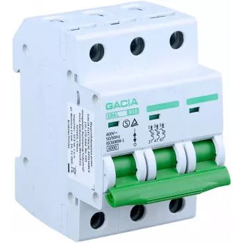 GACIA SB6L B 3P 20A Miniature Circuit Breaker, 6kA, B-Curve, 3-Pole, 20A
