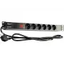 GETFORT LGF-06-Z 19-inch 1U 6-Outlet Schuko Power Distribution Unit (PDU) - 1.8m Cable, 16A, 230V, Black