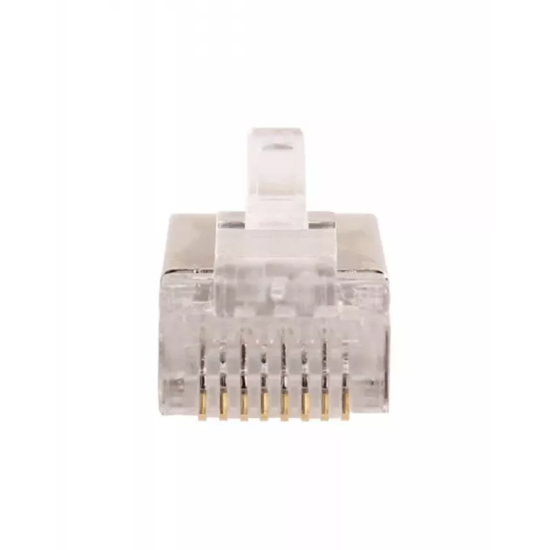 GETFORT RJ45 Cat.6 Shielded Connector 8P8C (100 pcs) - Gold-Plated, Transparent