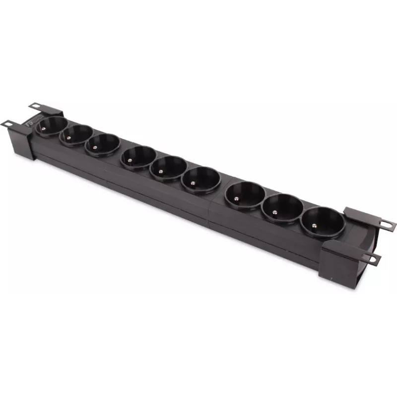 Getfort GF-9R30/IEC 1U 19 collu statīva PDU ar 9x IEC C13 kontaktligzdām, 16A, 3m kabelis, melns