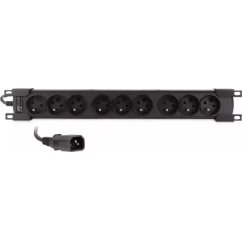 Getfort GF-9R30/IEC 1U 19 collu statīva PDU ar 9x IEC C13 kontaktligzdām, 16A, 3m kabelis, melns