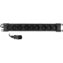 Getfort GF-9R30/IEC 1U 19 collu statīva PDU ar 9x IEC C13 kontaktligzdām, 16A, 3m kabelis, melns