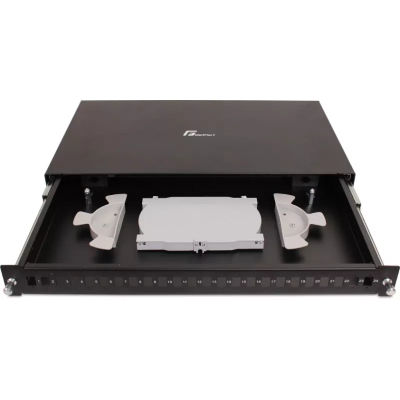 GETFORT GF-FO02-SX 24-Port SC Simplex Fiber Optic Patch Panel 1U 19 inch Rack Mount ar bīdāmām sliedēm