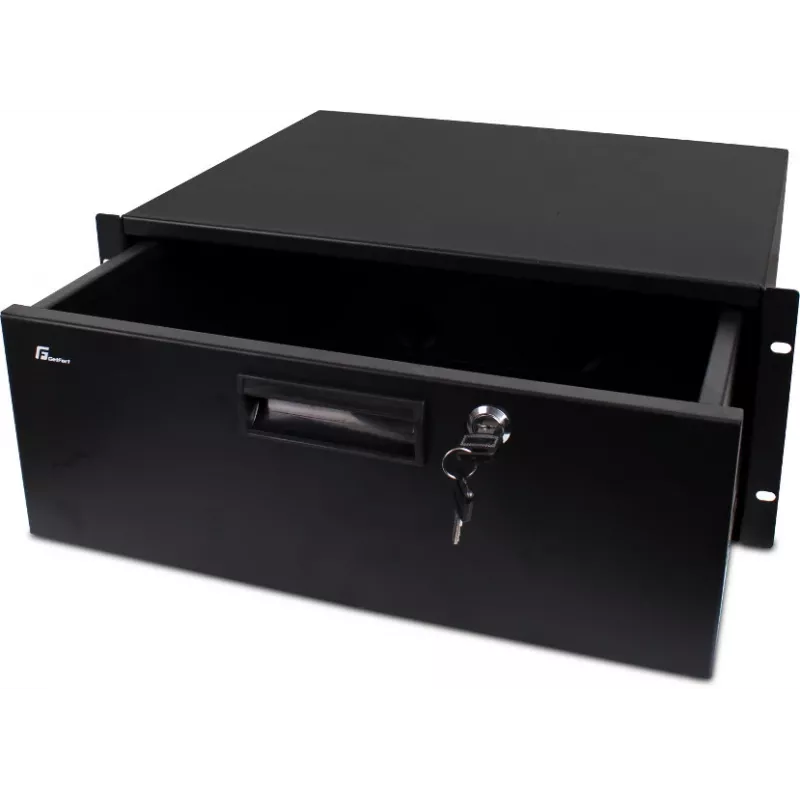 Getfort GF-4U-drawer 4U Rack Drawer - 19-inch Sliding Drawer with Lock, Black