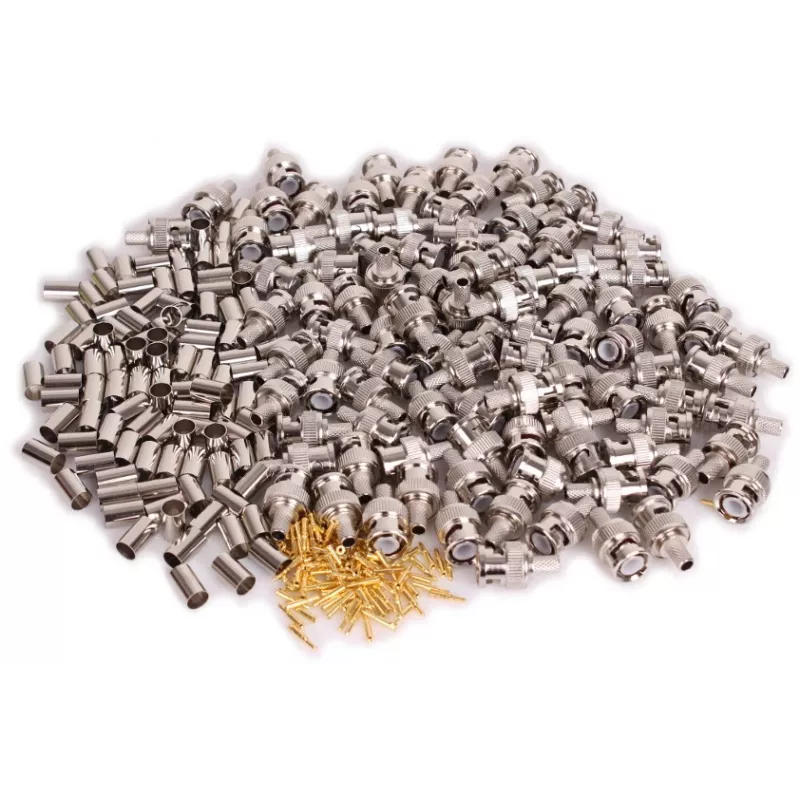 GETFORT BNC-Z RG59 Crimp BNC Male Plug RG59 koaksiālajam kabelim, 100 gab.