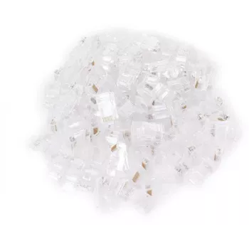 GETFORT RJ45 Cat.6 UTP Pass-Through Modular Plug 8P8C (100-Pack) - Caurspīdīgs