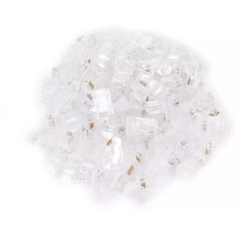 GETFORT RJ45 Cat.6 UTP Pass-Through Modular Plug 8P8C (100-Pack) - Caurspīdīgs