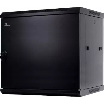 GETFORT 19 inch sienas stiprinājuma skapis 12U 600x600 mm ar cietā tērauda durvīm, melns