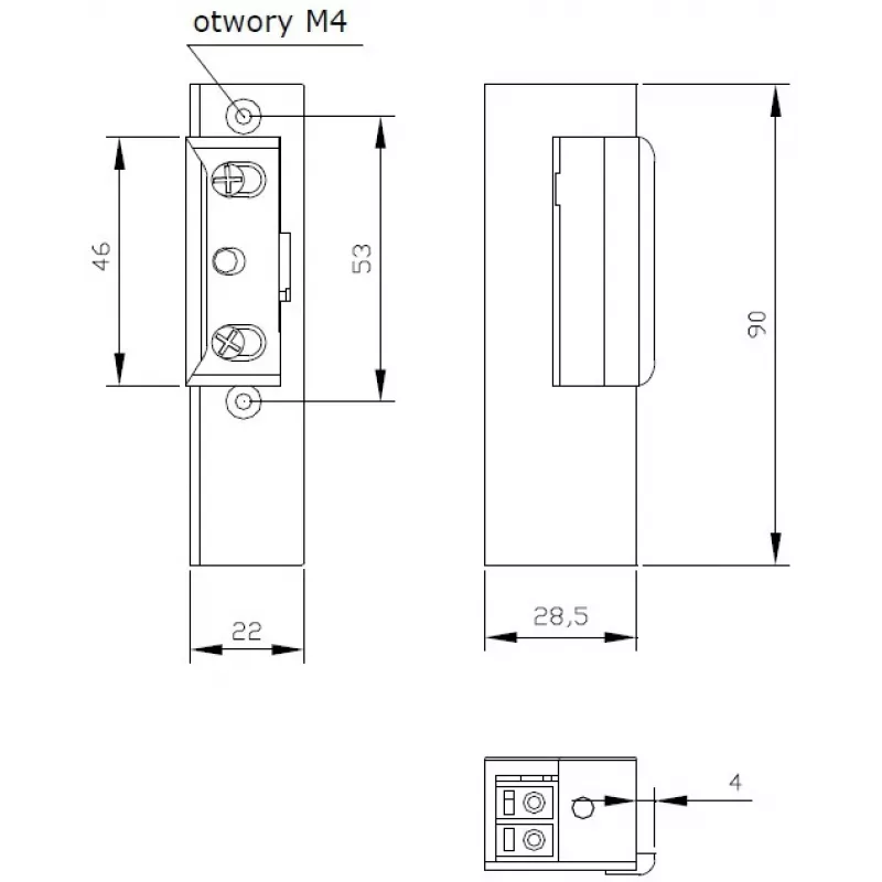 ELEKTRA-PLUS Elektriskā durvju atslēga R3 ar atmiņu, bez mehāniskas bloķēšanas, kreisā puse, 12V AC/DC, Fail-Secure